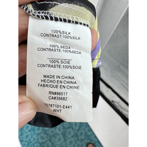 Bebe 100% Silk Off Shoulder Gathered Neck Print Blouse Shirt Top floral Y2k - Picture 5 of 6